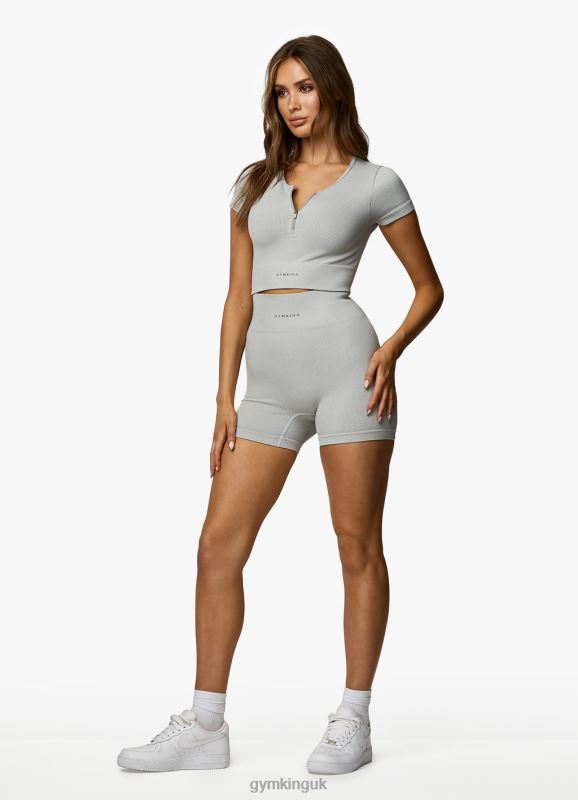 Gym King Formation Rib 2.0 4'' Short Snow Marl Women Clothing J2PFB372 - Image 7