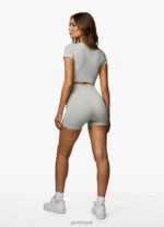 Gym King Formation Rib 2.0 4'' Short Snow Marl Women Clothing J2PFB372 - Image 8