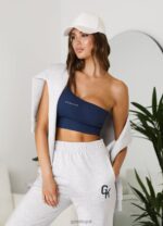 Gym King Formation Rib 2.0 Asymmetric Bra Oxford Blue Women Clothing J2PFB373 - Image 2