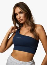 Gym King Formation Rib 2.0 Asymmetric Bra Oxford Blue Women Clothing J2PFB373 - Image 6