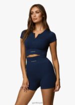 Gym King Formation Rib 2.0 SS Crop Oxford Blue Women Clothing J2PFB369 - Image 5
