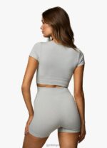 Gym King Formation Rib 2.0 SS Crop Snow Marl Women Clothing J2PFB371 - Image 5