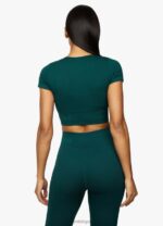 Gym King Formation Rib Short Sleeve Crop Pine Green Women Clothing J2PFB470 - Image 2