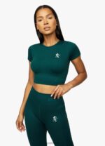 Gym King Formation Rib Short Sleeve Crop Pine Green Women Clothing J2PFB470