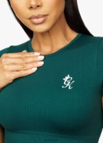 Gym King Formation Rib Short Sleeve Crop Pine Green Women Clothing J2PFB470 - Image 4