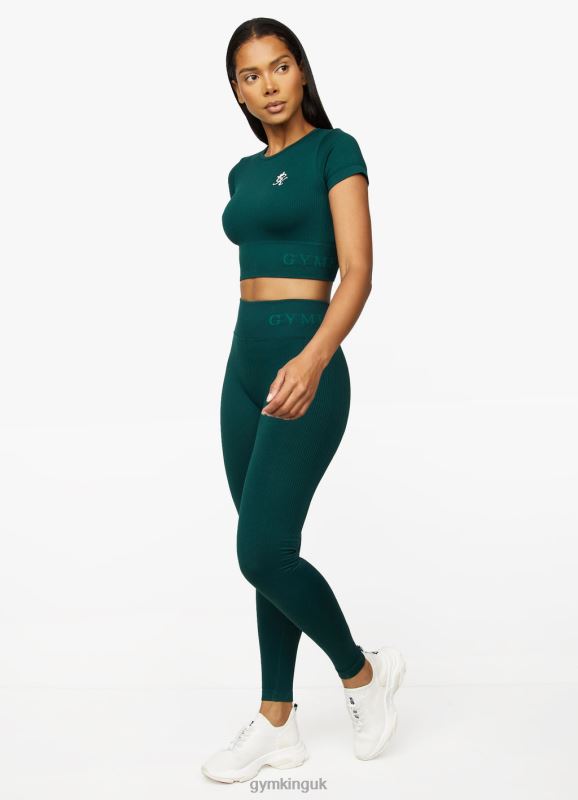 Gym King Formation Rib Short Sleeve Crop Pine Green Women Clothing J2PFB470 - Image 6