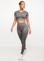 Gym King Formation Seamless Rib Short Sleeve Top Gunmetal Women Clothing J2PFB488 - Image 5