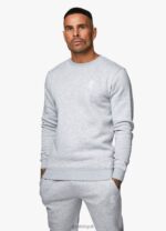 Gym King Fundamental Crew Tracksuit Grey Marl Men Clothing J2PFB241 - Image 2