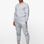 Gym King Fundamental Crew Tracksuit Grey Marl Men Clothing J2PFB241