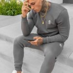 Gym King Fundamental Fleece Crew Dark Grey Men Clothing J2PFB227