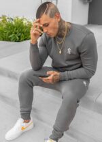 Gym King Fundamental Fleece Crew Dark Grey Men Clothing J2PFB227