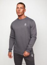 Gym King Fundamental Fleece Crew Dark Grey Men Clothing J2PFB227 - Image 4