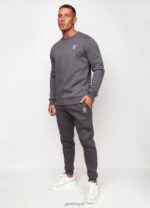 Gym King Fundamental Fleece Crew Dark Grey Men Clothing J2PFB227 - Image 5