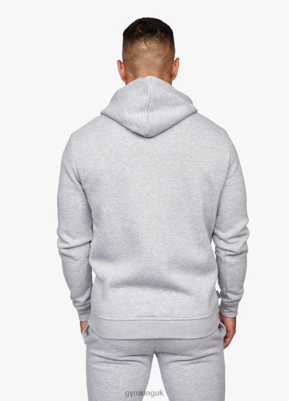 Gym King Fundamental Fleece Full Zip Hoodie Grey Marl Men Clothing J2PFB224 - Image 2