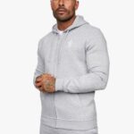 Gym King Fundamental Fleece Full Zip Hoodie Grey Marl Men Clothing J2PFB224