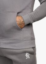 Gym King Fundamental Fleece Hood Dark Grey Men Clothing J2PFB226 - Image 4
