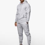 Gym King Fundamental Fleece Hood Tracksuit Grey Marl Men Clothing J2PFB244