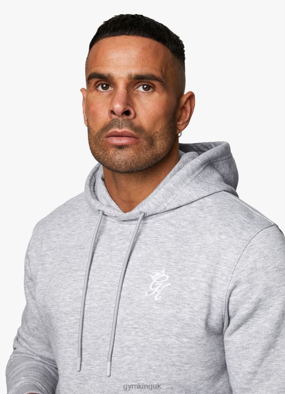 Gym King Fundamental Fleece Hood Tracksuit Grey Marl Men Clothing J2PFB244 - Image 3
