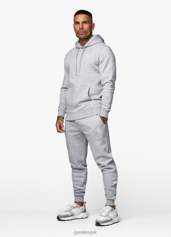 Gym King Fundamental Fleece Hood Tracksuit Grey Marl Men Clothing J2PFB244 - Image 1