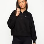 Gym King Fundamental Loopback Funnel Black Women Clothing J2PFB631