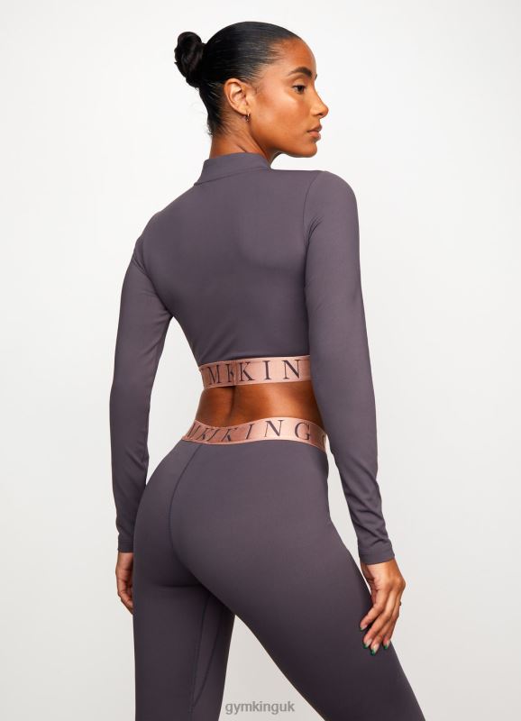 Gym King Impact 1/4 Zip Crop Soft Slate/Peach Women Clothing J2PFB476 - Image 2