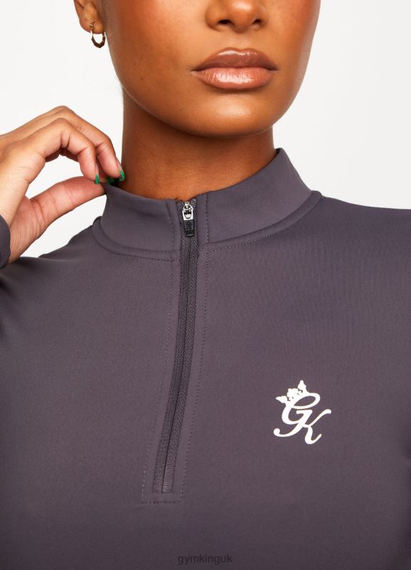 Gym King Impact 1/4 Zip Crop Soft Slate/Peach Women Clothing J2PFB476 - Image 3