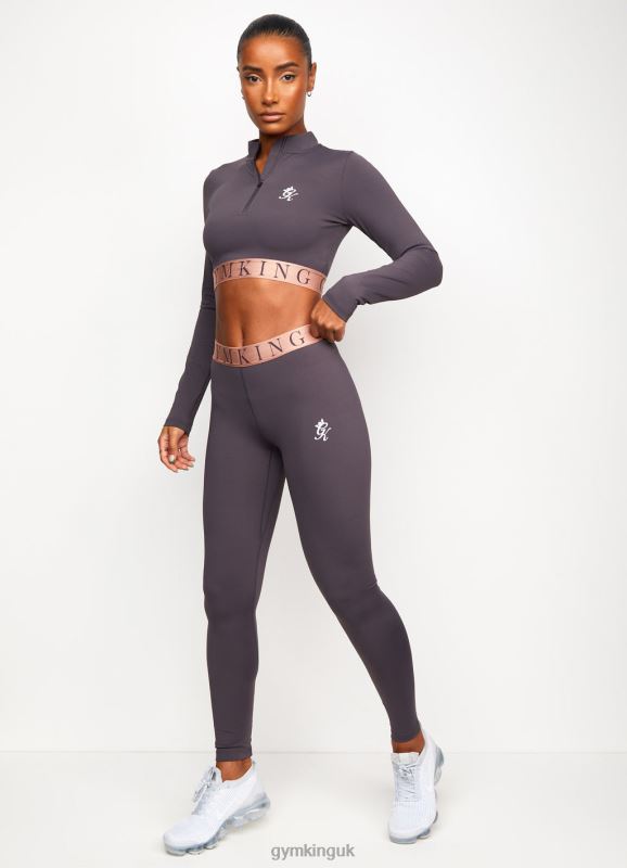 Gym King Impact 1/4 Zip Crop Soft Slate/Peach Women Clothing J2PFB476 - Image 7