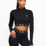 Gym King Impact 1/4 Zip Funnel Black Women Clothing J2PFB455