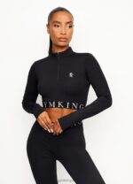 Gym King Impact 1/4 Zip Funnel Black Women Clothing J2PFB455 - Image 4