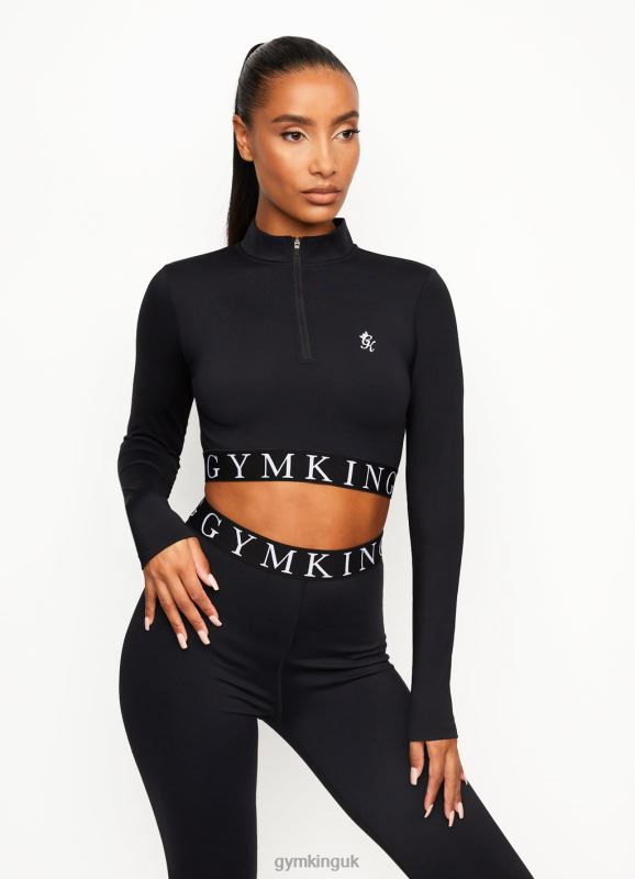 gym_king_impact_1_4_zip_funnel_black_women_clothing_j2pfb455.jpg Gym King Impact 1/4 Zip Funnel Black Women Clothing J2PFB455 - Image 1