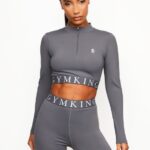 Gym King Impact 1/4 Zip Funnel Dark Grey Women Clothing J2PFB456