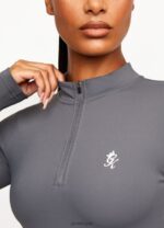 Gym King Impact 1/4 Zip Funnel Dark Grey Women Clothing J2PFB456 - Image 3