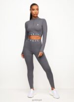 Gym King Impact 1/4 Zip Funnel Dark Grey Women Clothing J2PFB456 - Image 4