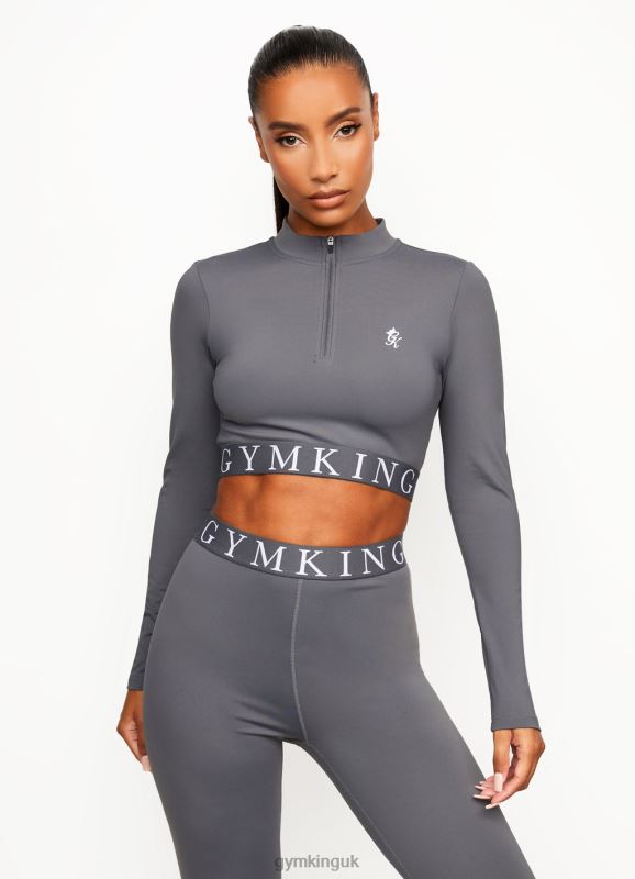 Gym King Impact 1/4 Zip Funnel Dark Grey Women Clothing J2PFB456 - Image 1