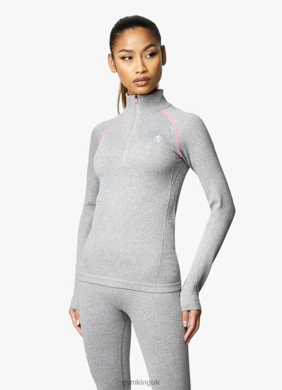 Gym King Intention Funnel Grey Marl/Cosmic Pink Women Clothing J2PFB443 - Image 1