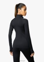 Gym King Intention Multi Rib 1/4 Funnel Black Women Clothing J2PFB437 - Image 2