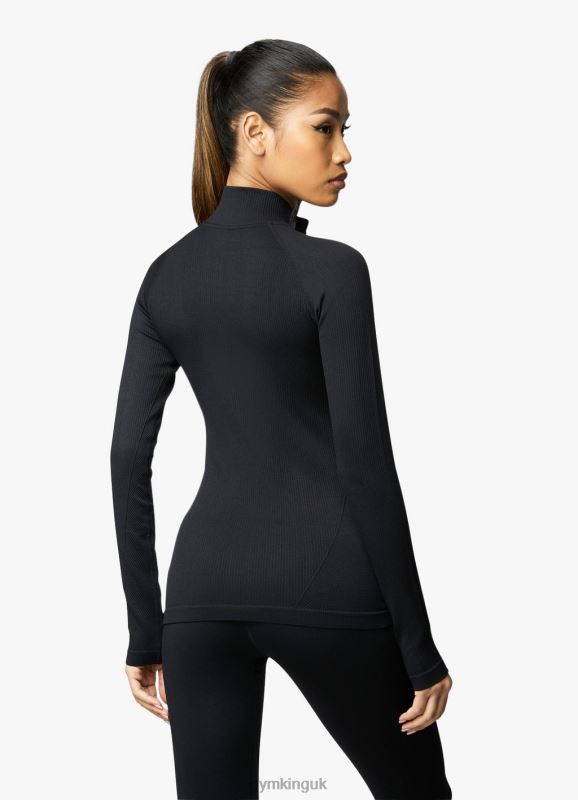 Gym King Intention Multi Rib 1/4 Funnel Black Women Clothing J2PFB437 - Image 2
