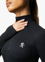 Gym King Intention Multi Rib 1/4 Funnel Black Women Clothing J2PFB437 - Image 3
