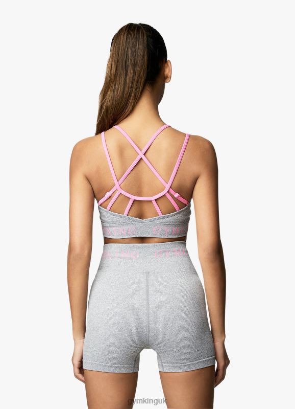 Gym King Intention Multi-Rib Sports Bra Grey Marl/Cosmic Pink Women Clothing J2PFB530 - Image 2