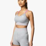 Gym King Intention Multi-Rib Sports Bra Grey Marl/Cosmic Pink Women Clothing J2PFB530