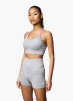 Gym King Intention Multi-Rib Sports Bra Grey Marl/Cosmic Pink Women Clothing J2PFB530