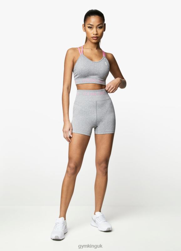 Gym King Intention Multi-Rib Sports Bra Grey Marl/Cosmic Pink Women Clothing J2PFB530 - Image 3