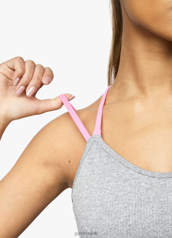 Gym King Intention Multi-Rib Sports Bra Grey Marl/Cosmic Pink Women Clothing J2PFB530 - Image 5
