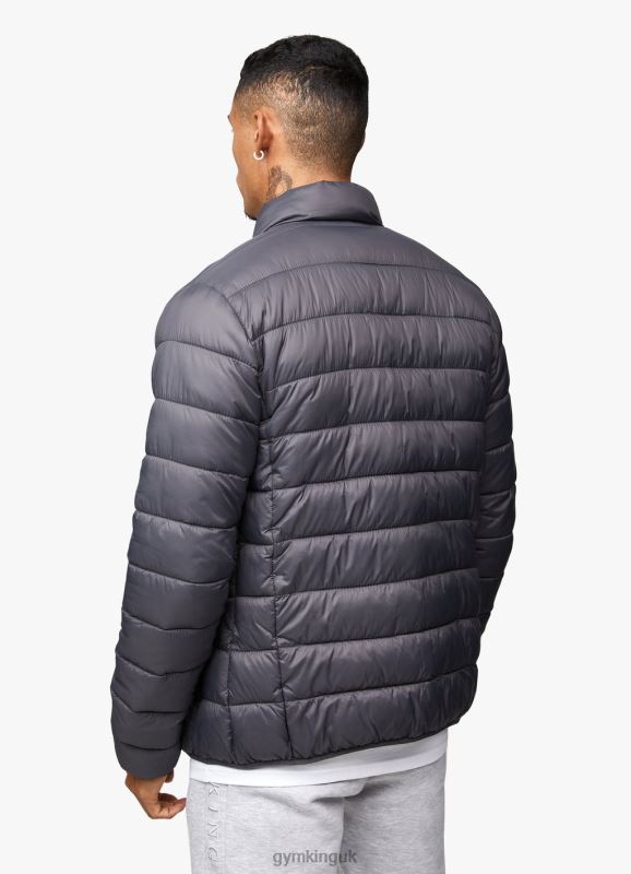 Gym King Lightweight Packaway Puffer Jacket Dark Grey Men Clothing J2PFB313 - Image 2