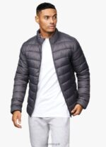Gym King Lightweight Packaway Puffer Jacket Dark Grey Men Clothing J2PFB313 - Image 4