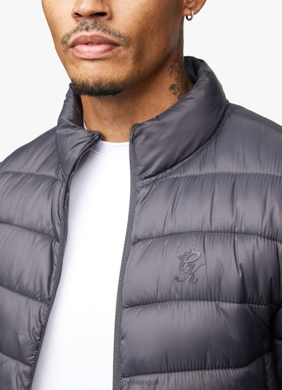 Gym King Lightweight Packaway Puffer Jacket Dark Grey Men Clothing J2PFB313 - Image 6