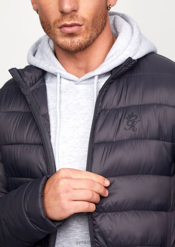 Gym King Lightweight Packaway Puffer Jacket Dark Grey Men Clothing J2PFB313 - Image 8