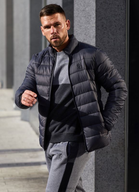 Gym King Lightweight Packaway Puffer Jacket Dark Grey Men Clothing J2PFB313 - Image 1
