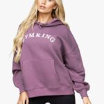 Gym King Linear Arch Oversized Hood Plum Women Clothing J2PFB625