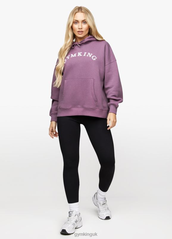 Gym King Linear Arch Oversized Hood Plum Women Clothing J2PFB625 - Image 3